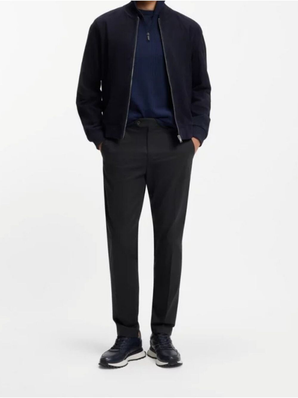 Hugo Boss Black Virgin Wool Pleated Lightweight Trousers Dress Pants 38x30